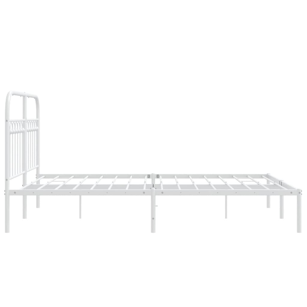 Metal Bed Frame without Mattress with Headboard White 135x190cm