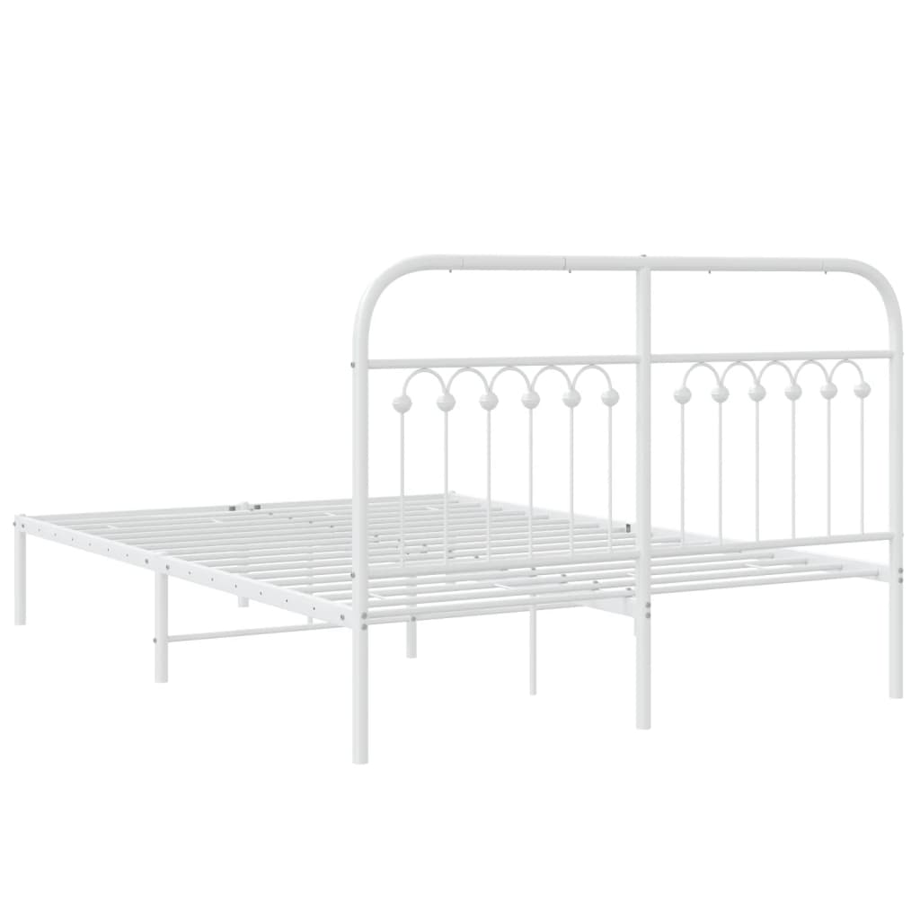 Metal Bed Frame without Mattress with Headboard White 135x190cm