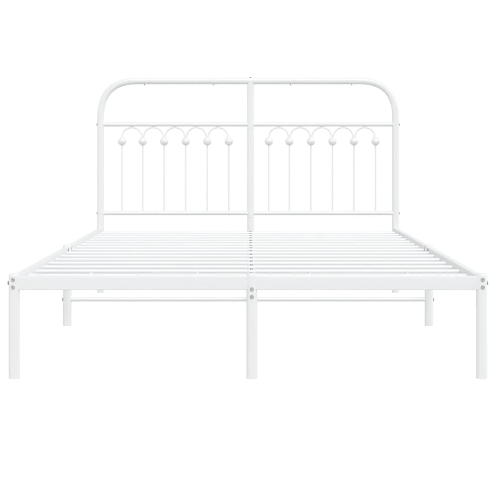 Metal Bed Frame without Mattress with Headboard White 140x190cm