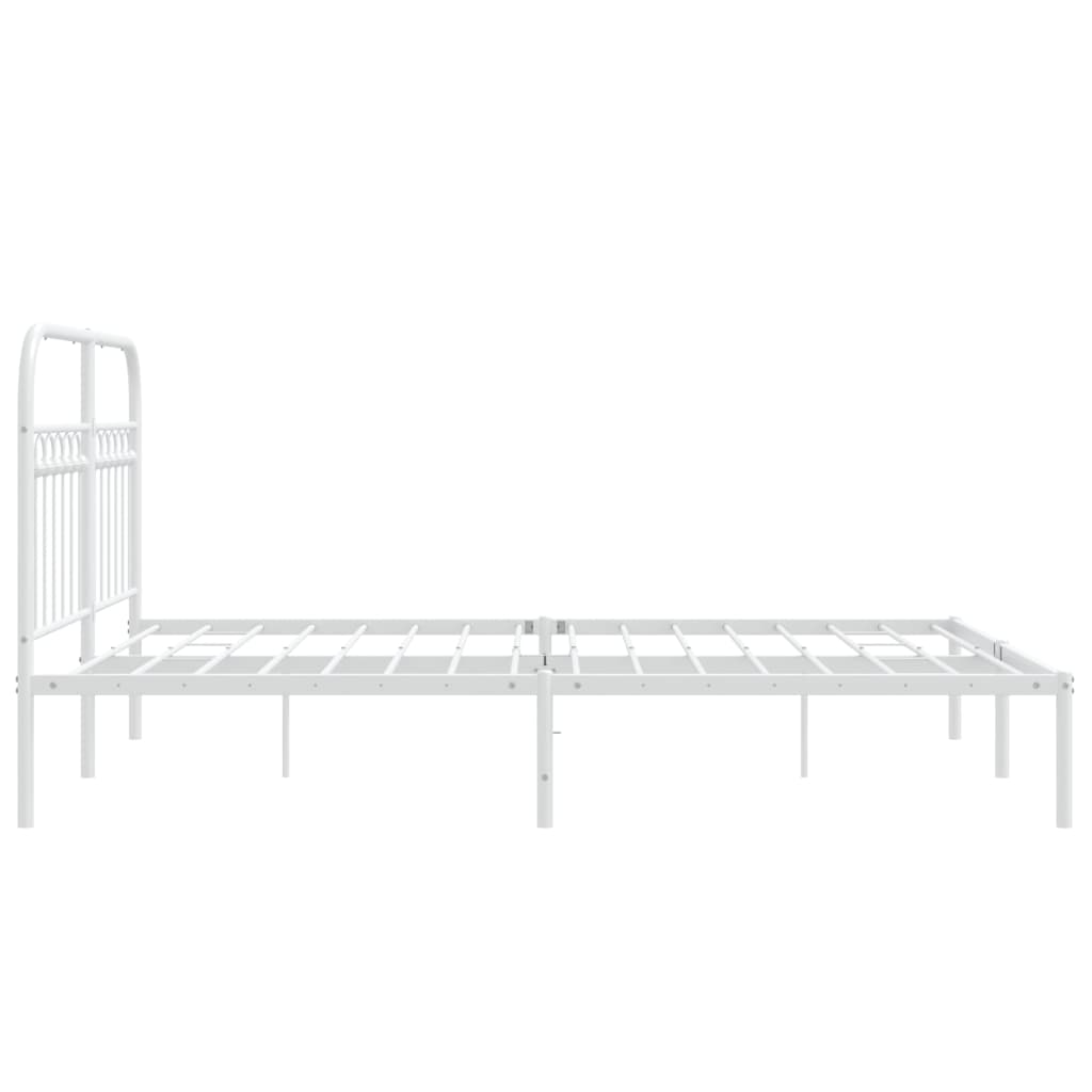 Metal Bed Frame without Mattress with Headboard White 140x190cm
