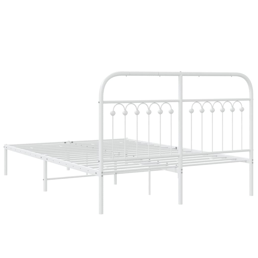 Metal Bed Frame without Mattress with Headboard White 140x190cm