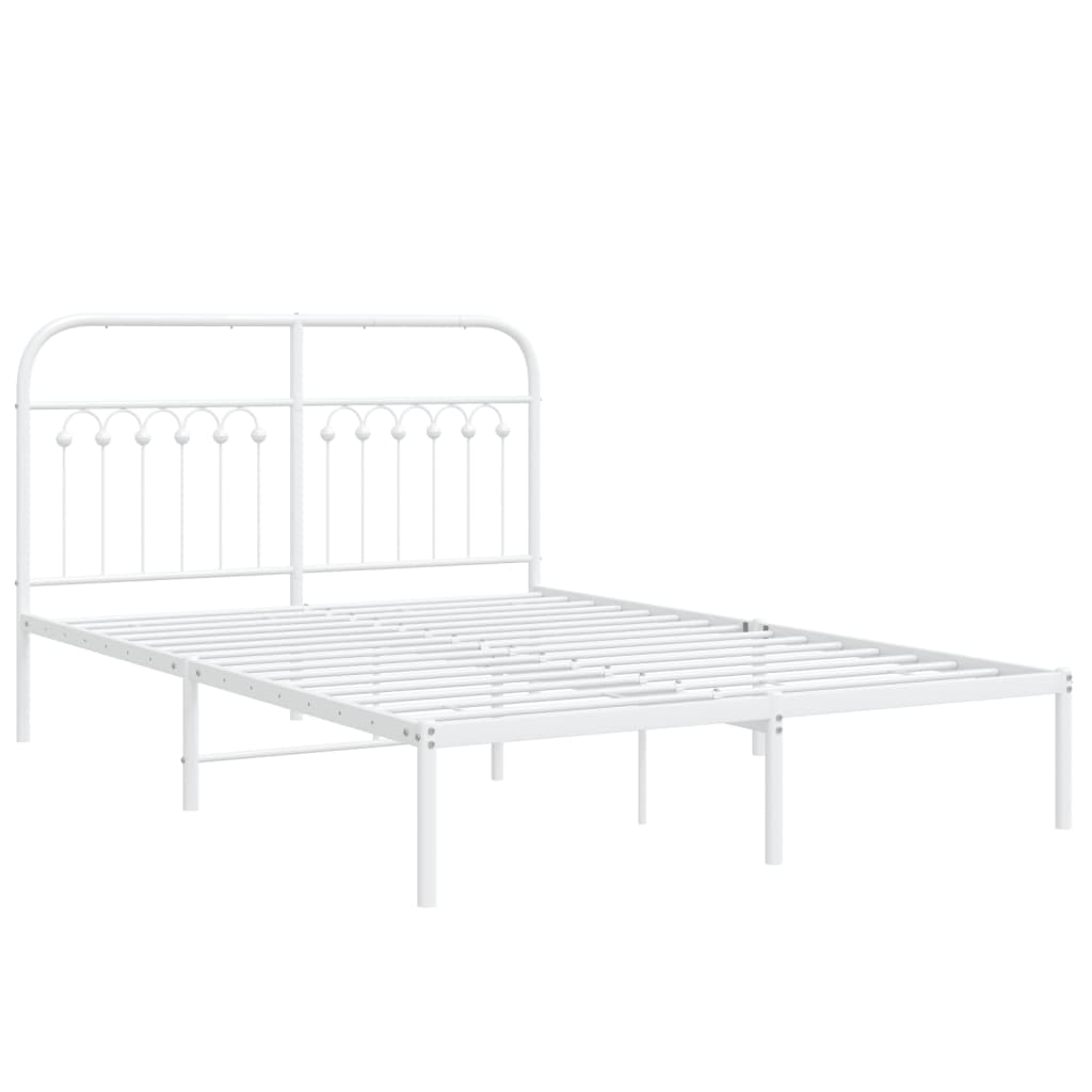 Metal Bed Frame without Mattress with Headboard White 140x200cm