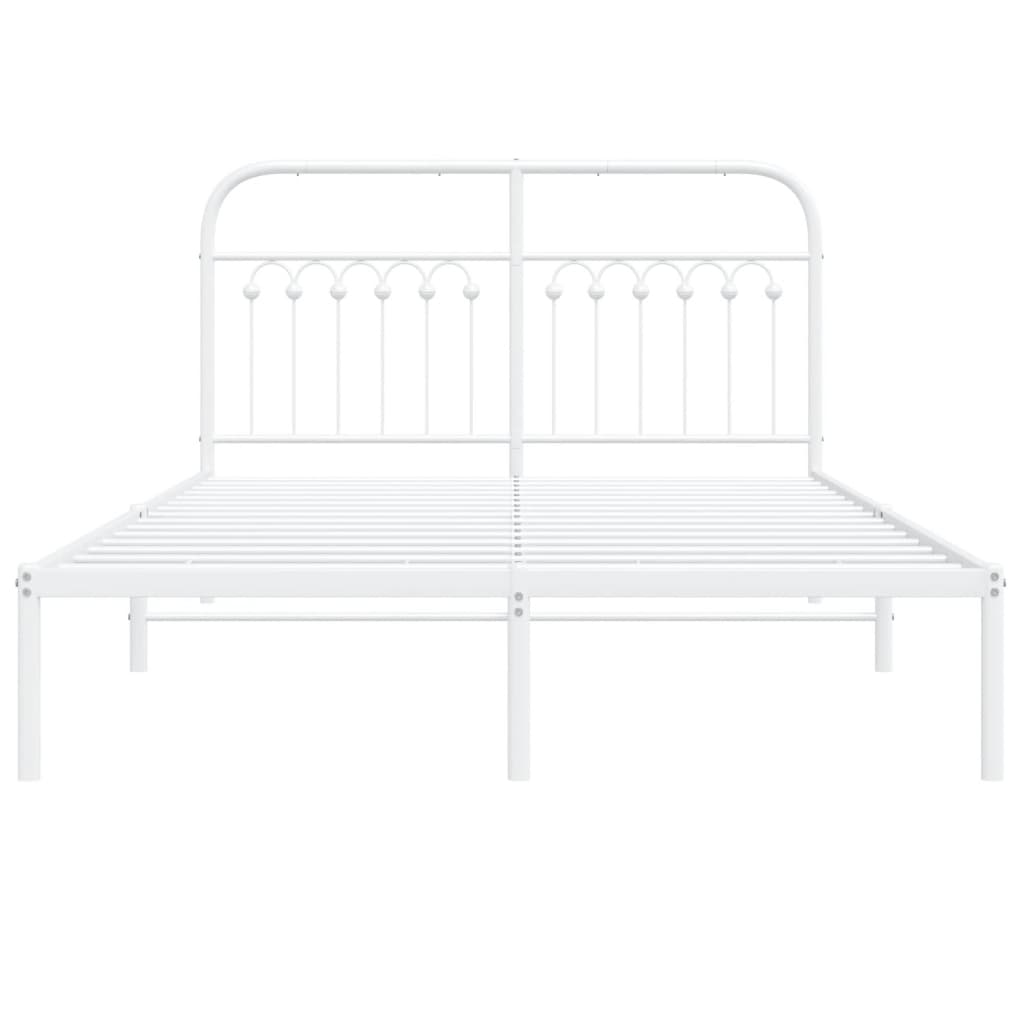 Metal Bed Frame without Mattress with Headboard White 140x200cm