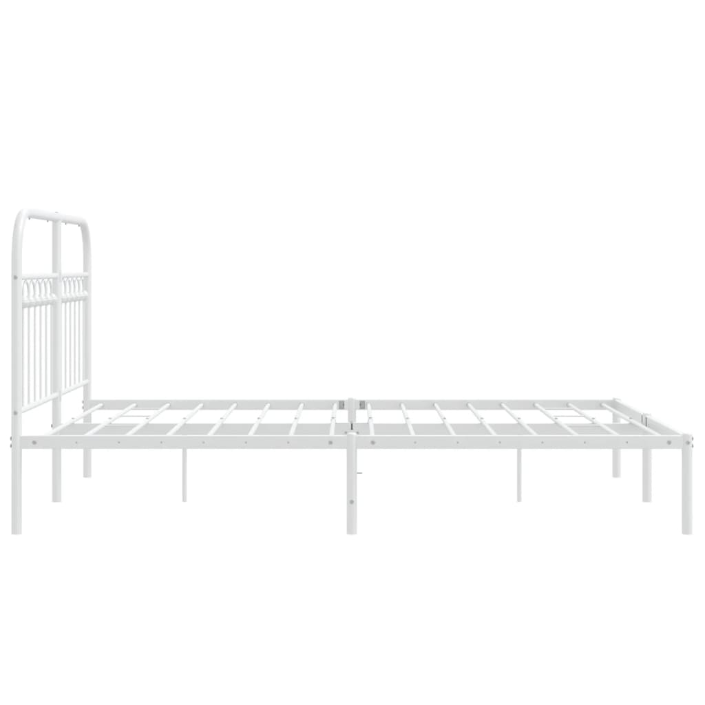 Metal Bed Frame without Mattress with Headboard White 140x200cm