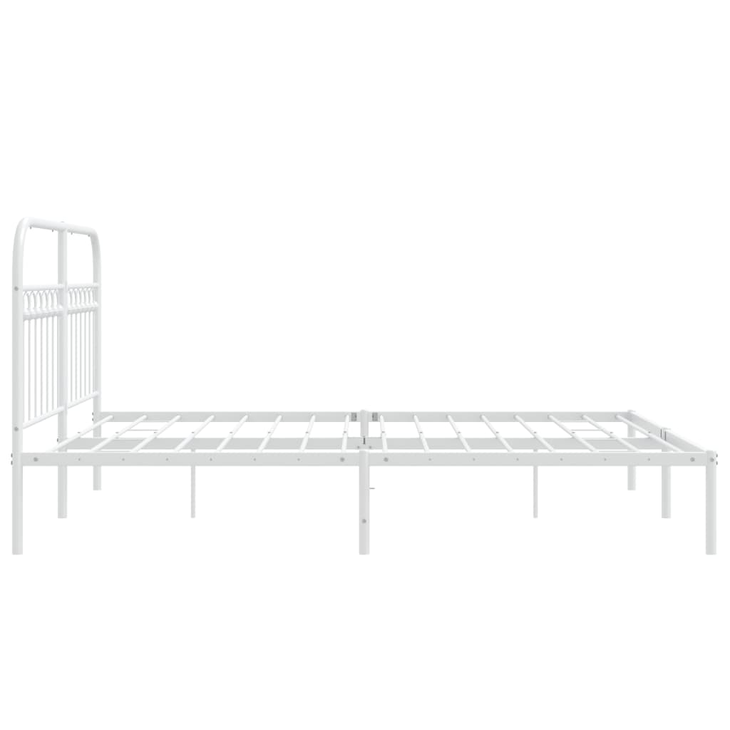 Metal Bed Frame without Mattress with Headboard White 150x200cm