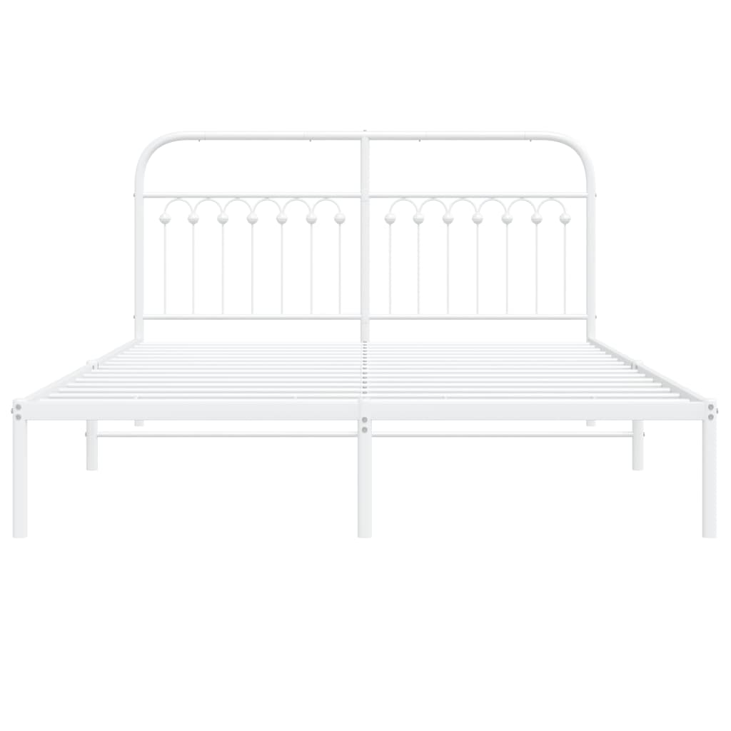Metal Bed Frame without Mattress with Headboard White 160x200cm