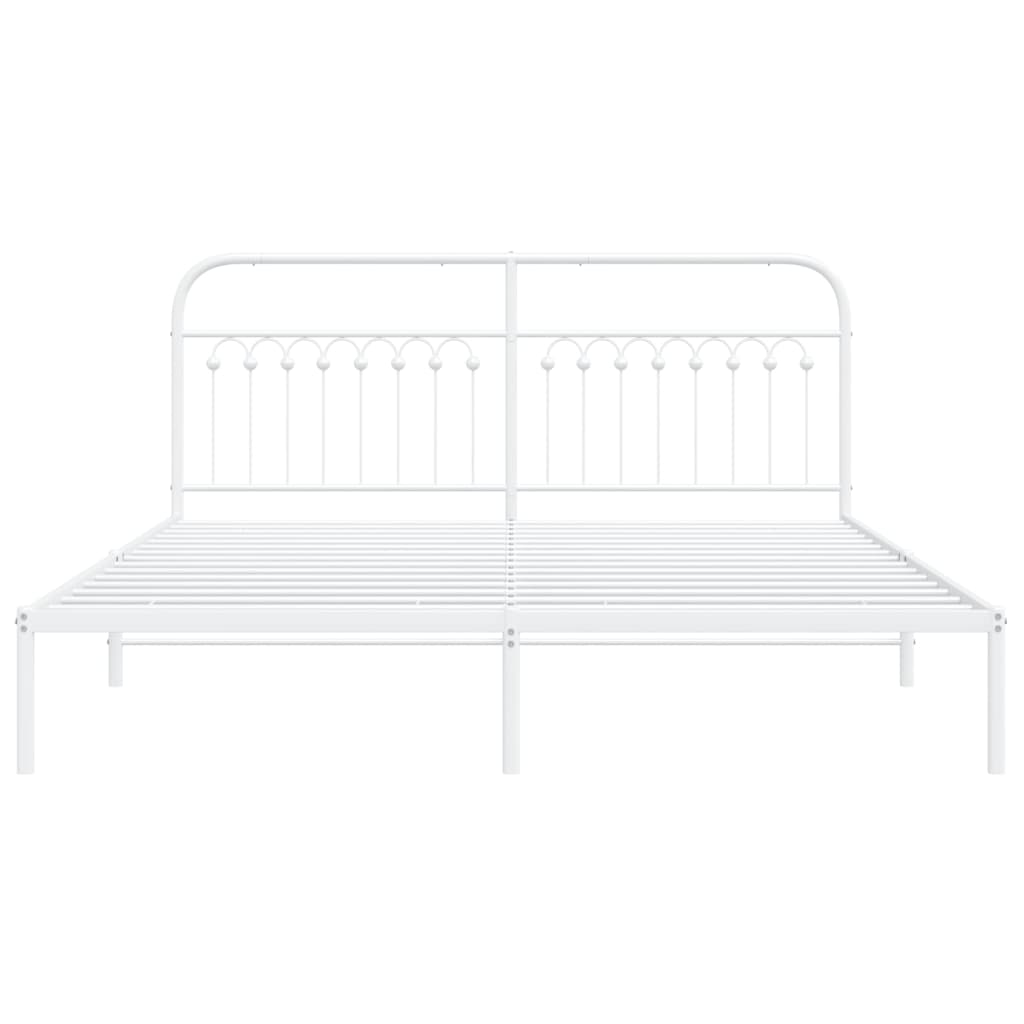 Metal Bed Frame without Mattress with Headboard White 183x213cm