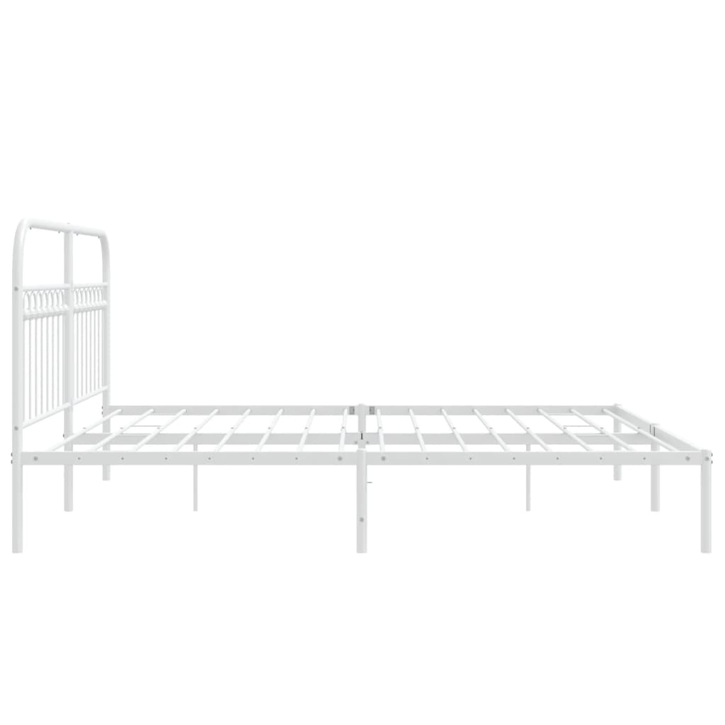 Metal Bed Frame without Mattress with Headboard White 183x213cm