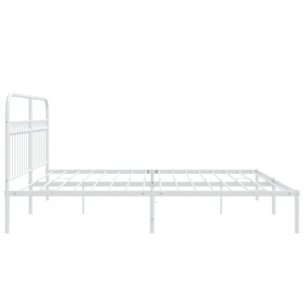 Metal Bed Frame without Mattress with Headboard White 200x200cm