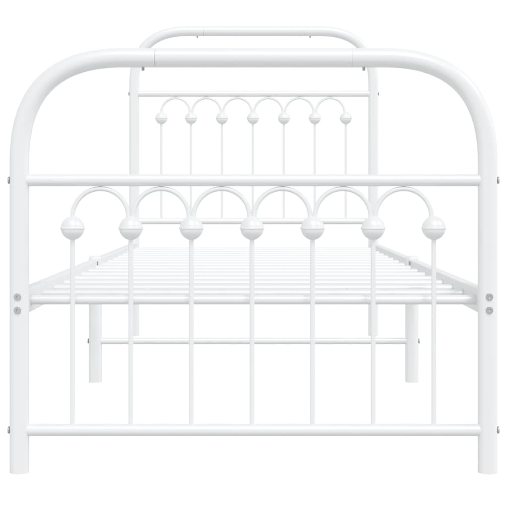 Metal Bed Frame without Mattress with Footboard White 80x200cm