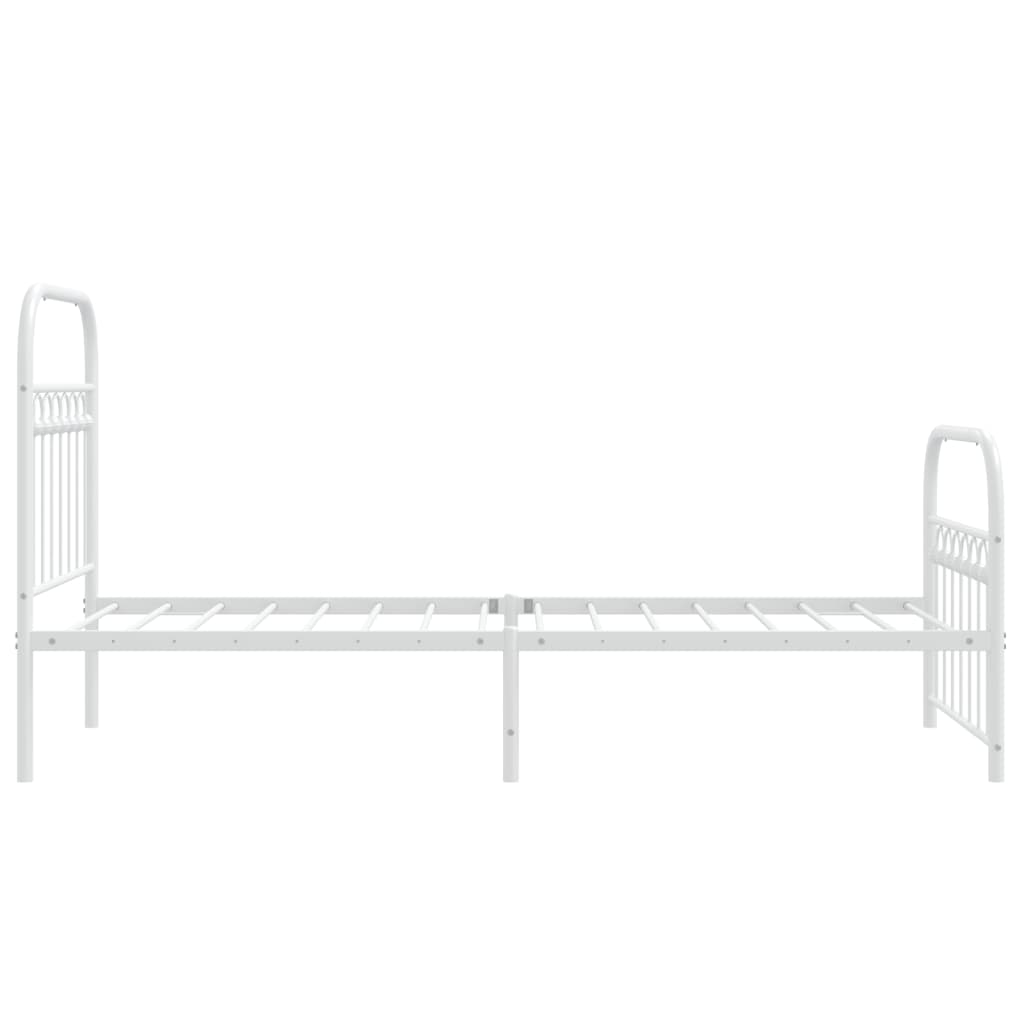 Metal Bed Frame without Mattress with Footboard White 80x200cm