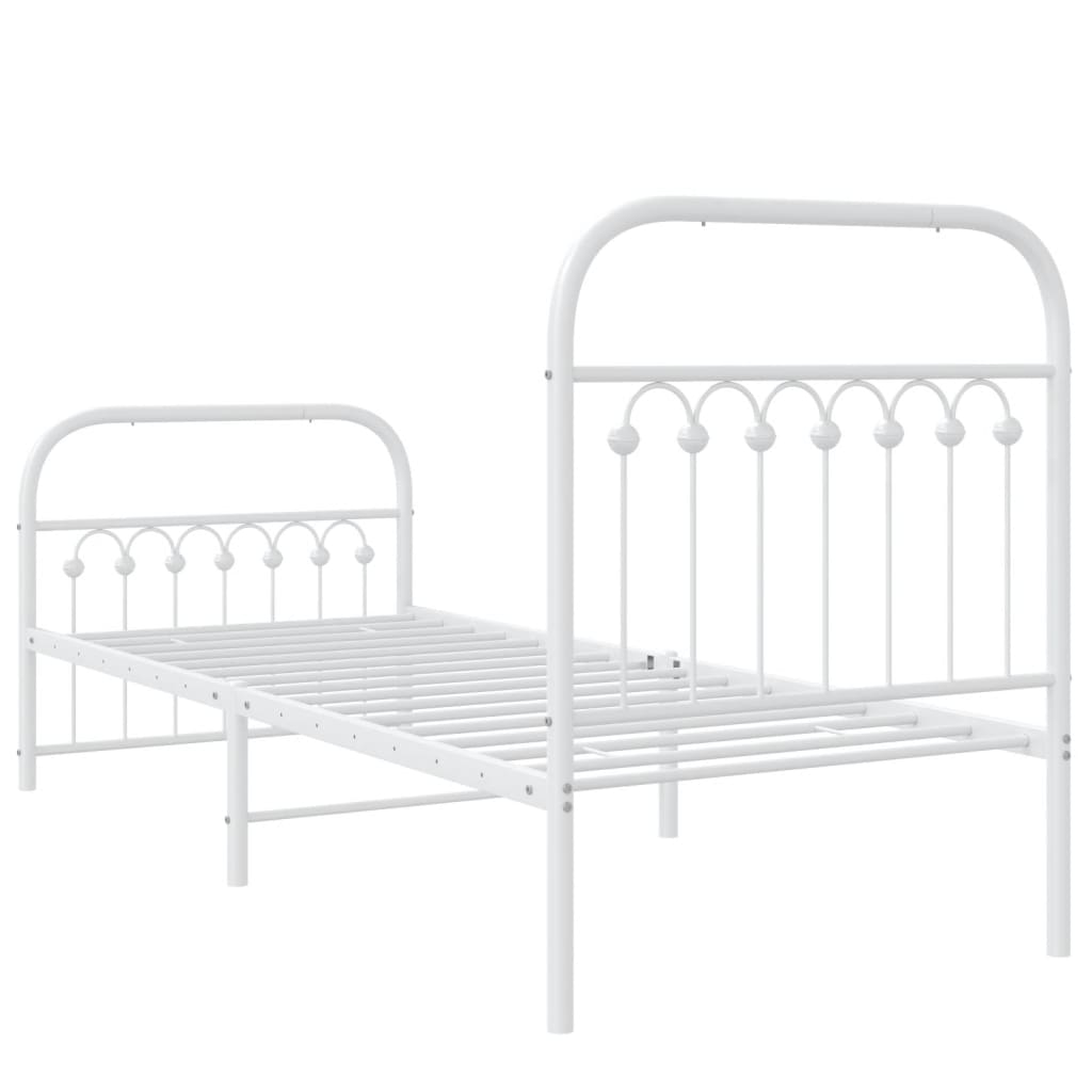 Metal Bed Frame without Mattress with Footboard White 80x200cm