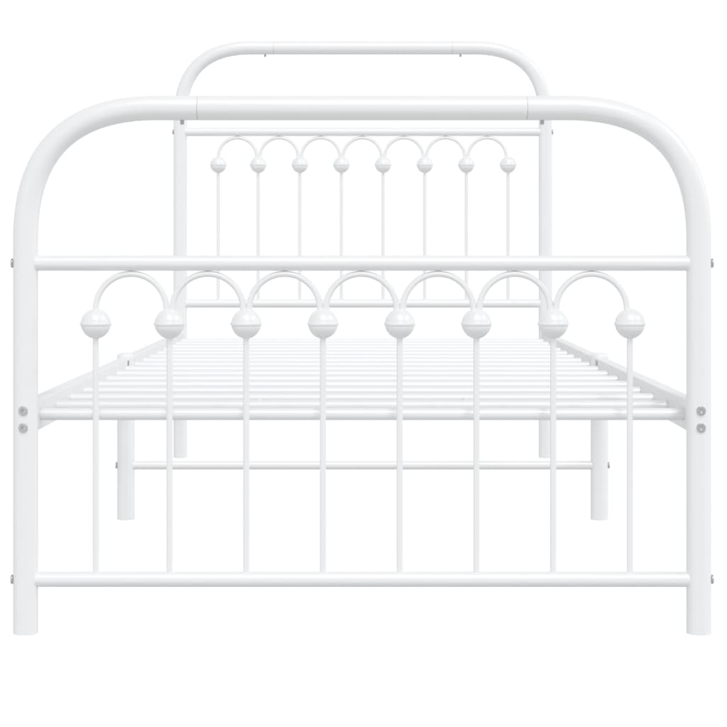 Metal Bed Frame without Mattress with Footboard White 90x190cm