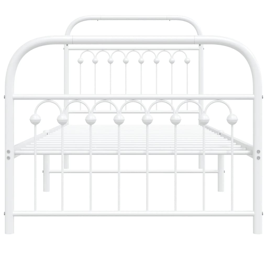 Metal Bed Frame without Mattress with Footboard White 90x200cm