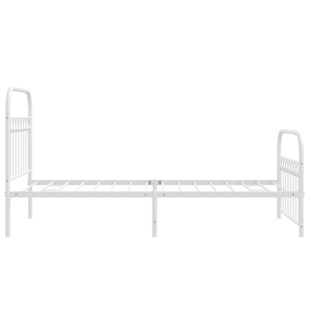 Metal Bed Frame without Mattress with Footboard White 90x200cm