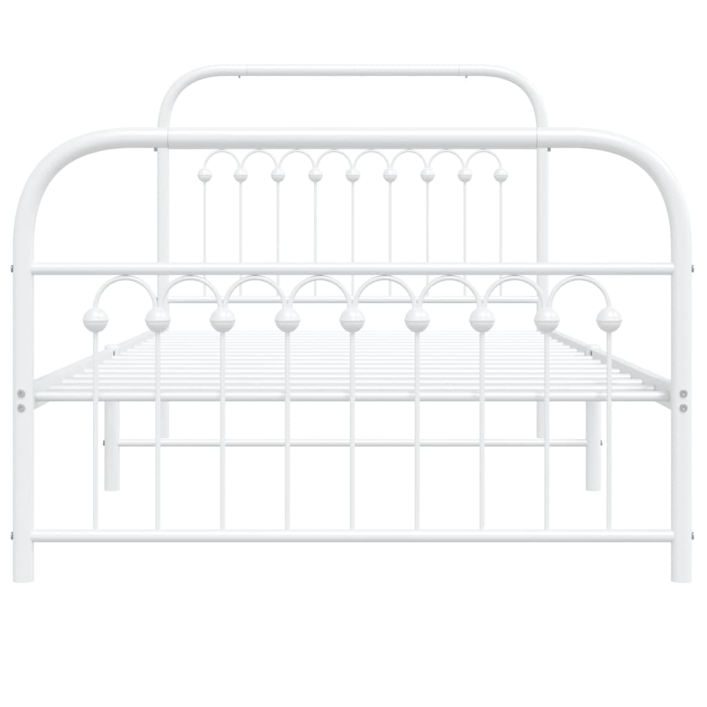 Metal Bed Frame without Mattress with Footboard White 100x190cm