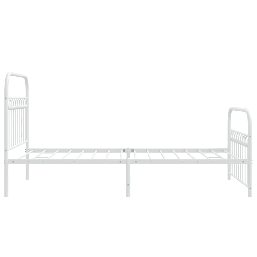 Metal Bed Frame without Mattress with Footboard White 100x190cm