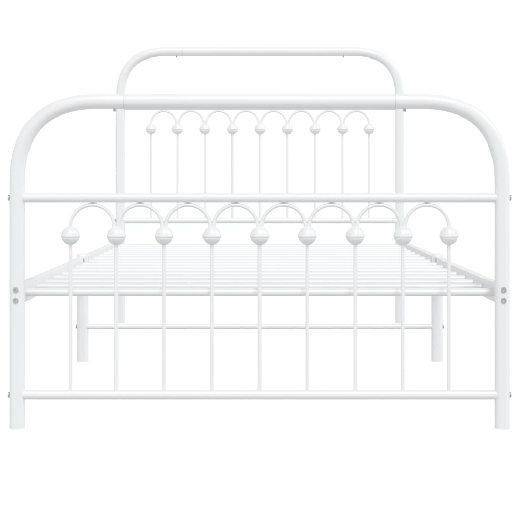 Metal Bed Frame without Mattress with Footboard White 100x200cm