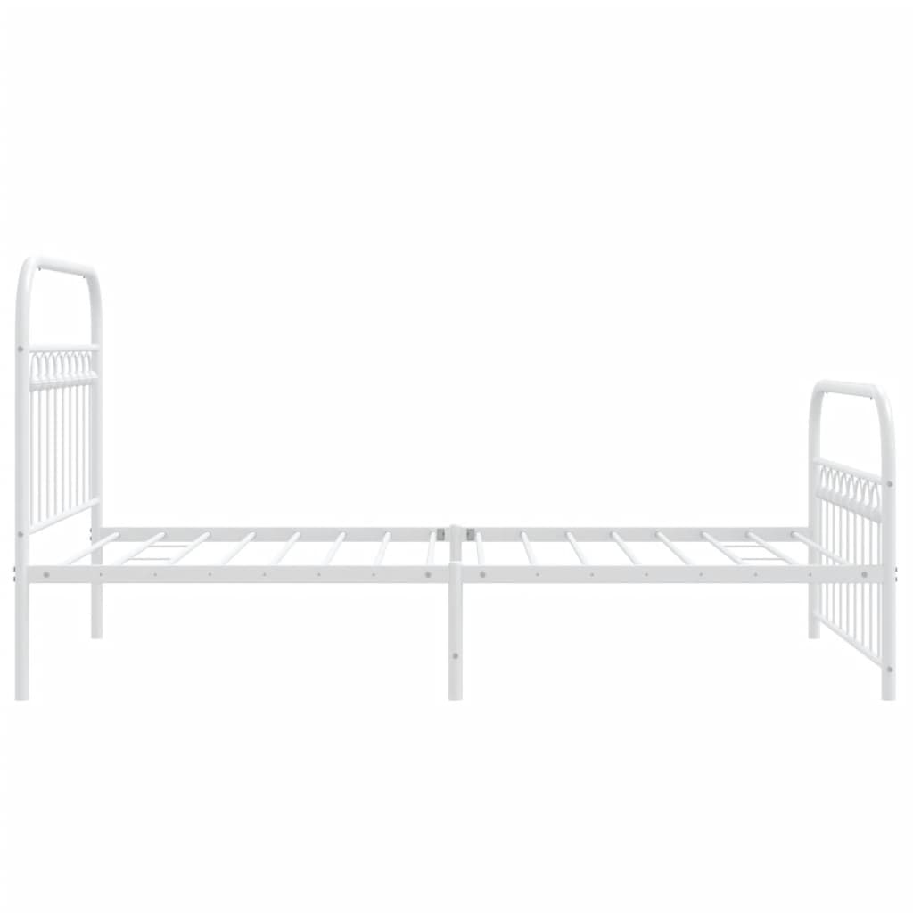 Metal Bed Frame without Mattress with Footboard White 100x200cm