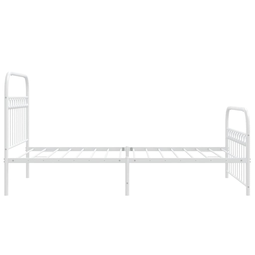 Metal Bed Frame without Mattress with Footboard White 107x203cm