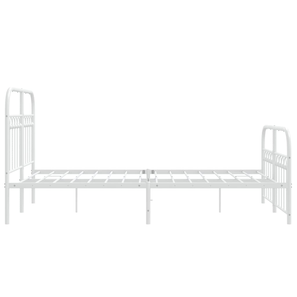 Metal Bed Frame without Mattress with Footboard White 120x190cm