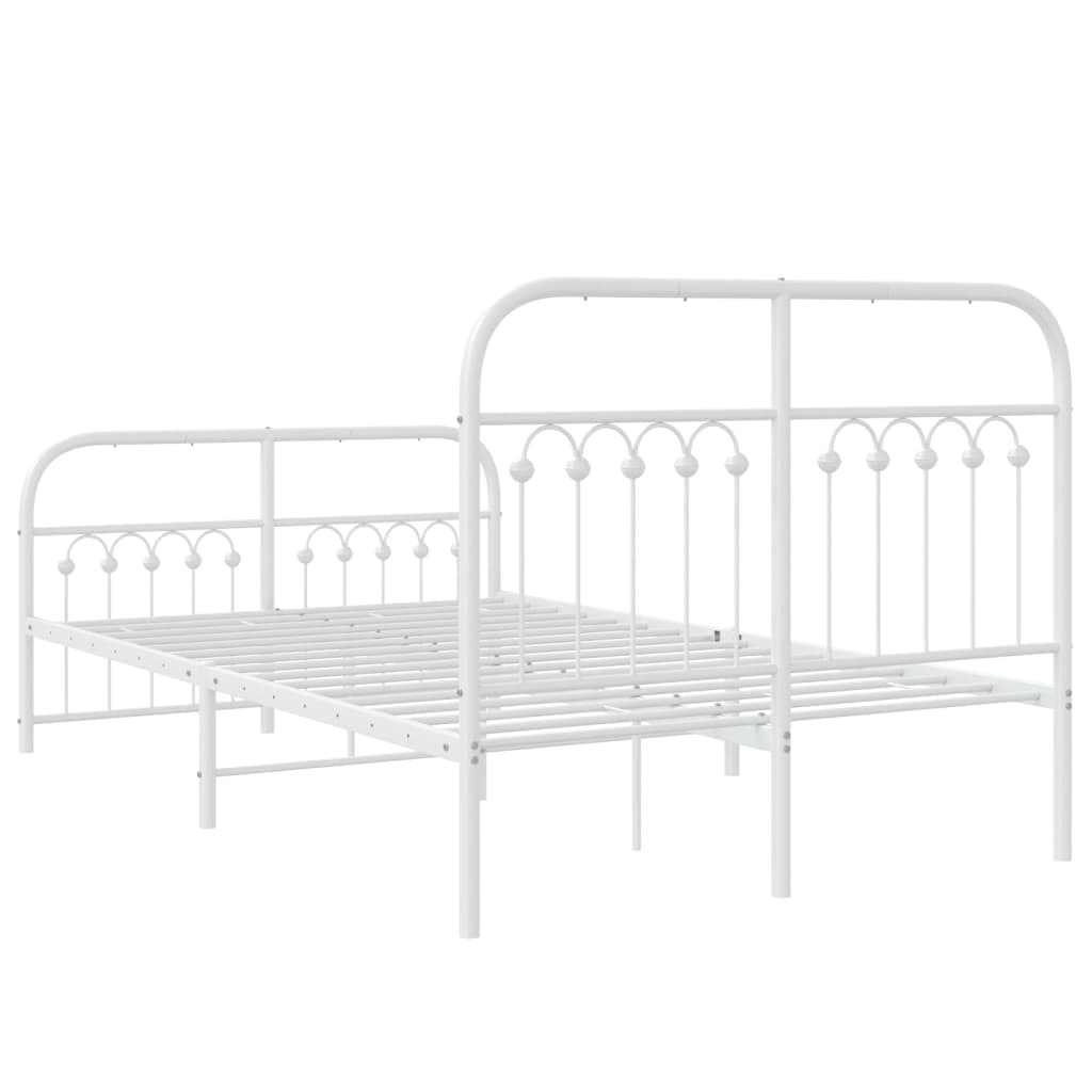 Metal Bed Frame without Mattress with Footboard White 120x190cm