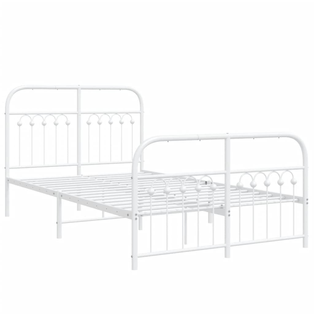Metal Bed Frame without Mattress with Footboard White 120x200cm