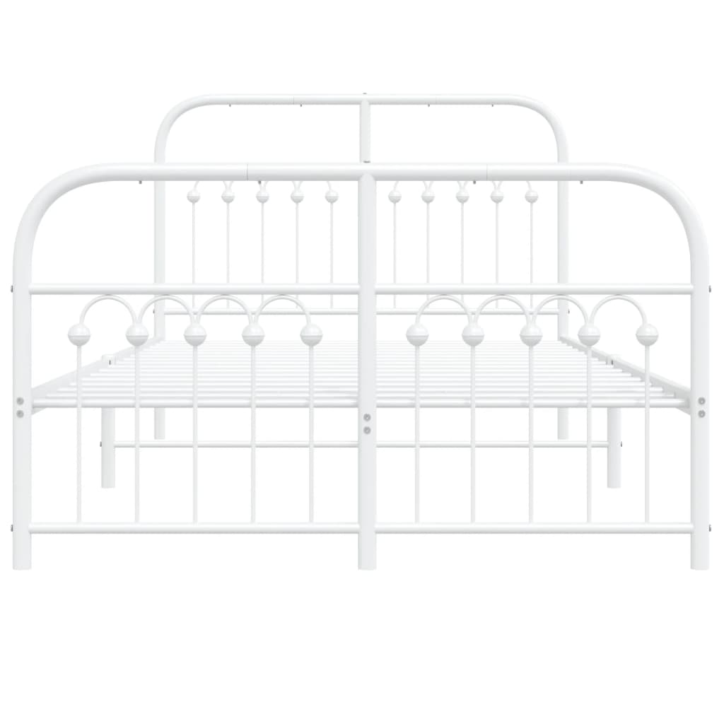 Metal Bed Frame without Mattress with Footboard White 120x200cm
