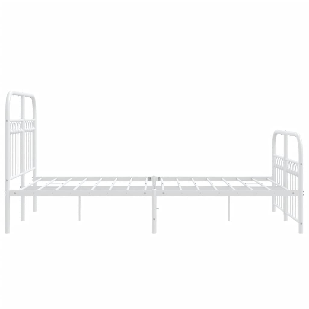 Metal Bed Frame without Mattress with Footboard White 120x200cm