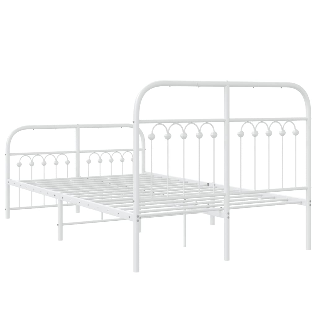 Metal Bed Frame without Mattress with Footboard White 120x200cm