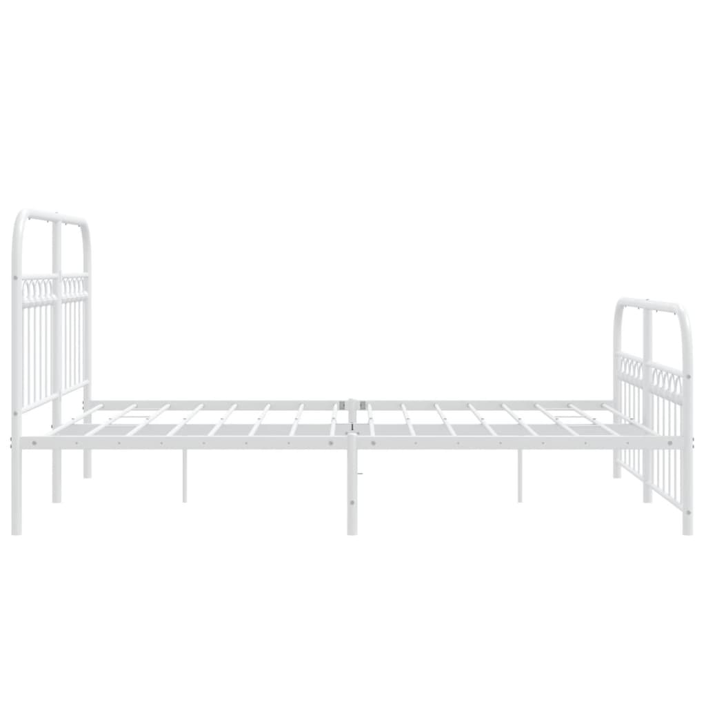 Metal Bed Frame without Mattress with Footboard White 137x190cm