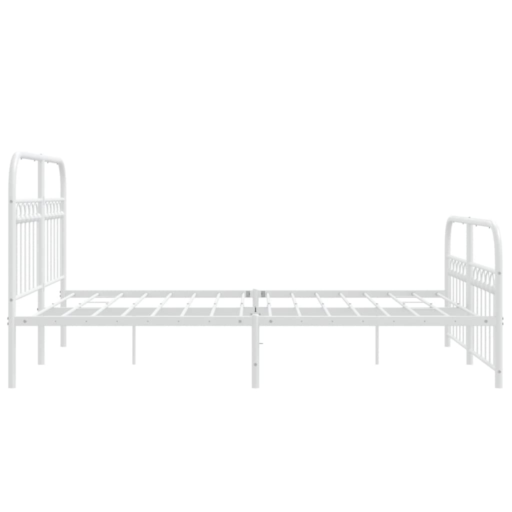 Metal Bed Frame without Mattress with Footboard White 140x190cm