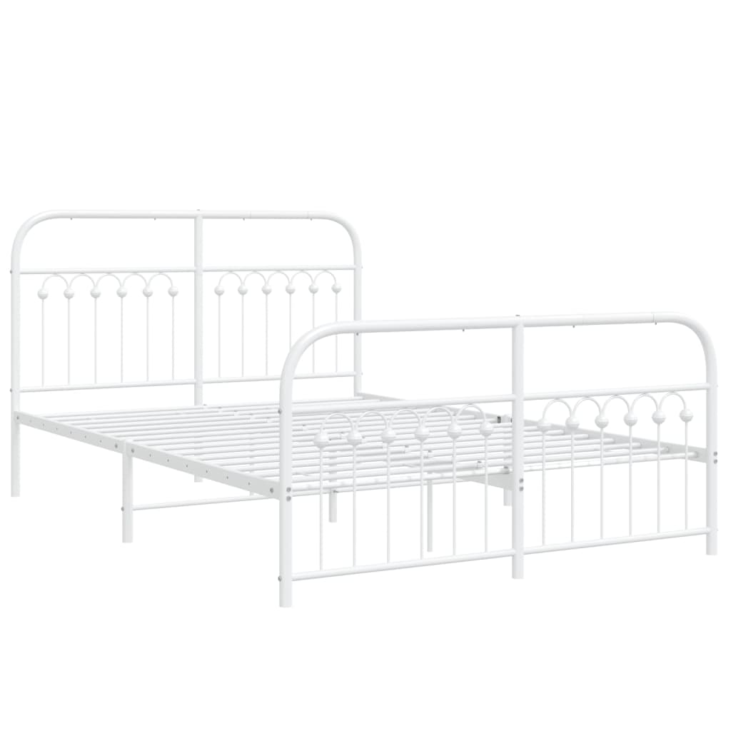 Metal Bed Frame without Mattress with Footboard White 140x200cm
