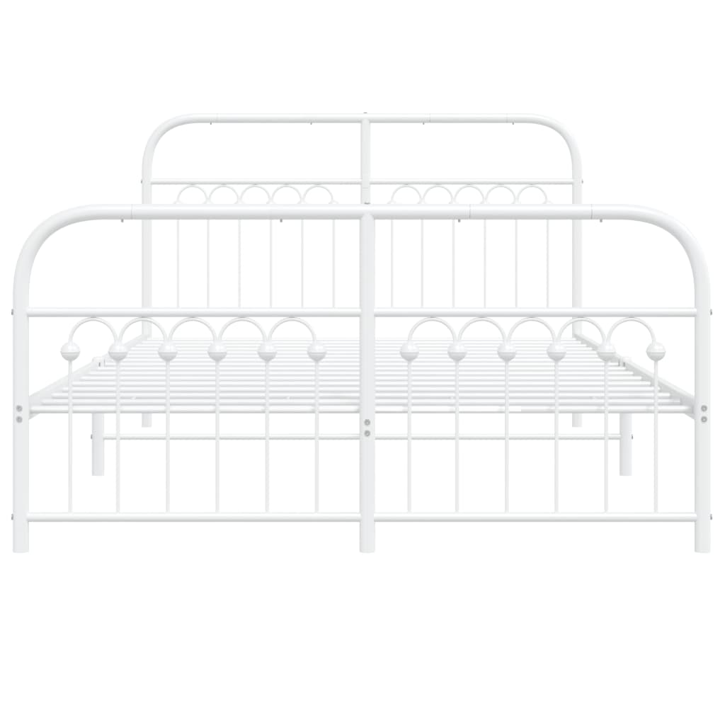Metal Bed Frame without Mattress with Footboard White 140x200cm