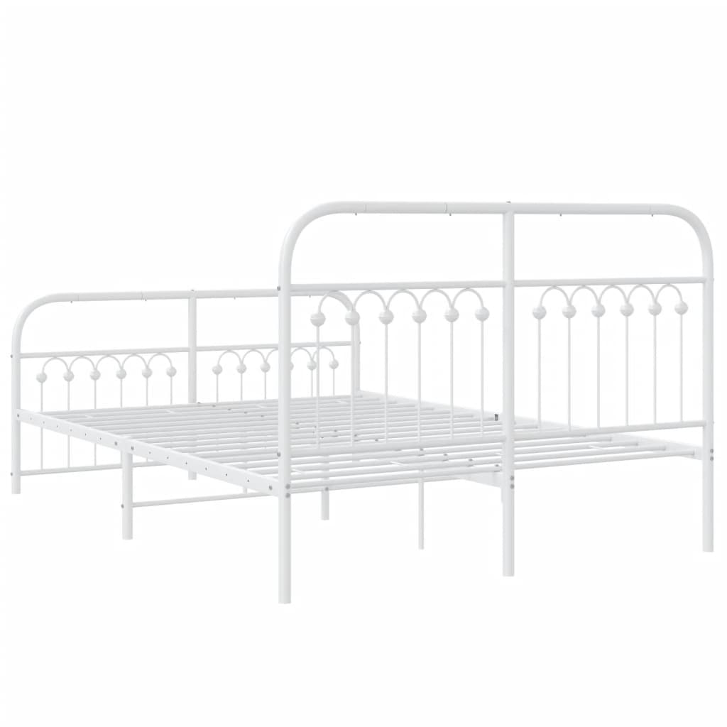 Metal Bed Frame without Mattress with Footboard White 140x200cm