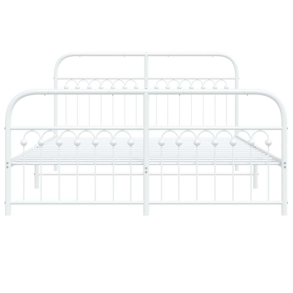 Metal Bed Frame without Mattress with Footboard White 150x200cm