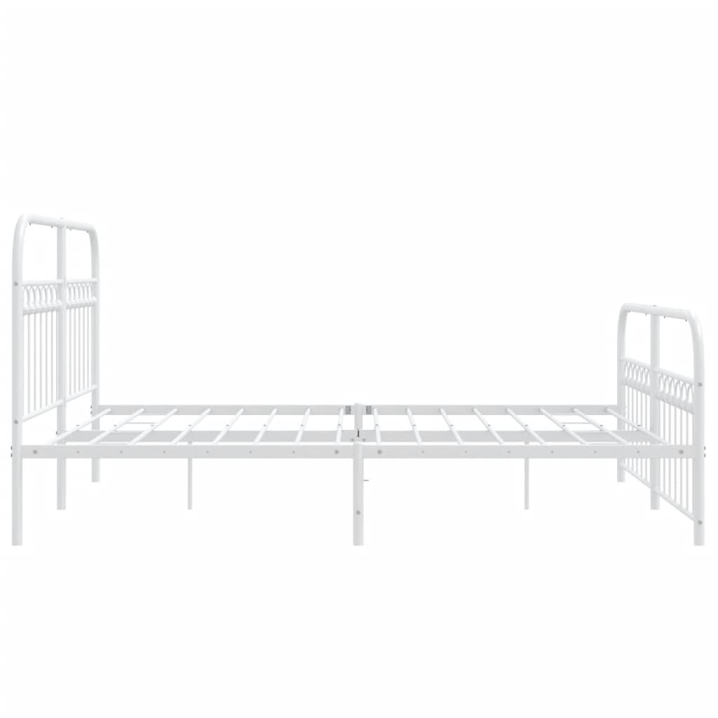 Metal Bed Frame without Mattress with Footboard White 150x200cm