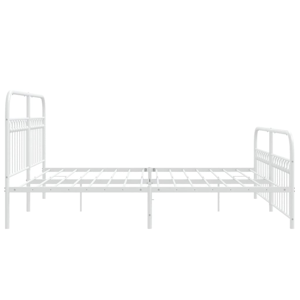 Metal Bed Frame without Mattress with Footboard White 183x203cm