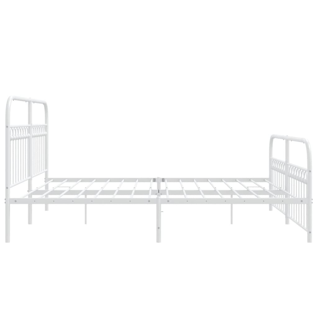 Metal Bed Frame without Mattress with Footboard White 183x213cm