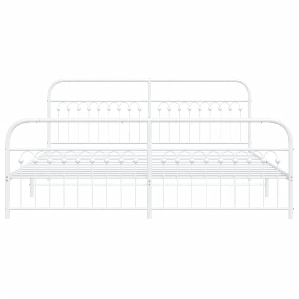 Metal Bed Frame without Mattress with Footboard White 193x203cm