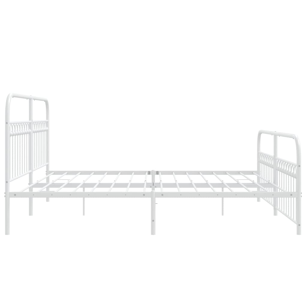 Metal Bed Frame without Mattress with Footboard White 193x203cm
