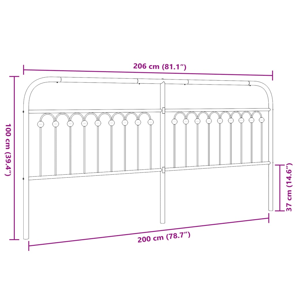 Metal Headboard White 200 cm