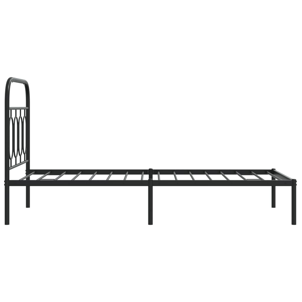 Metal Bed Frame without Mattress with Headboard Black 80x200cm