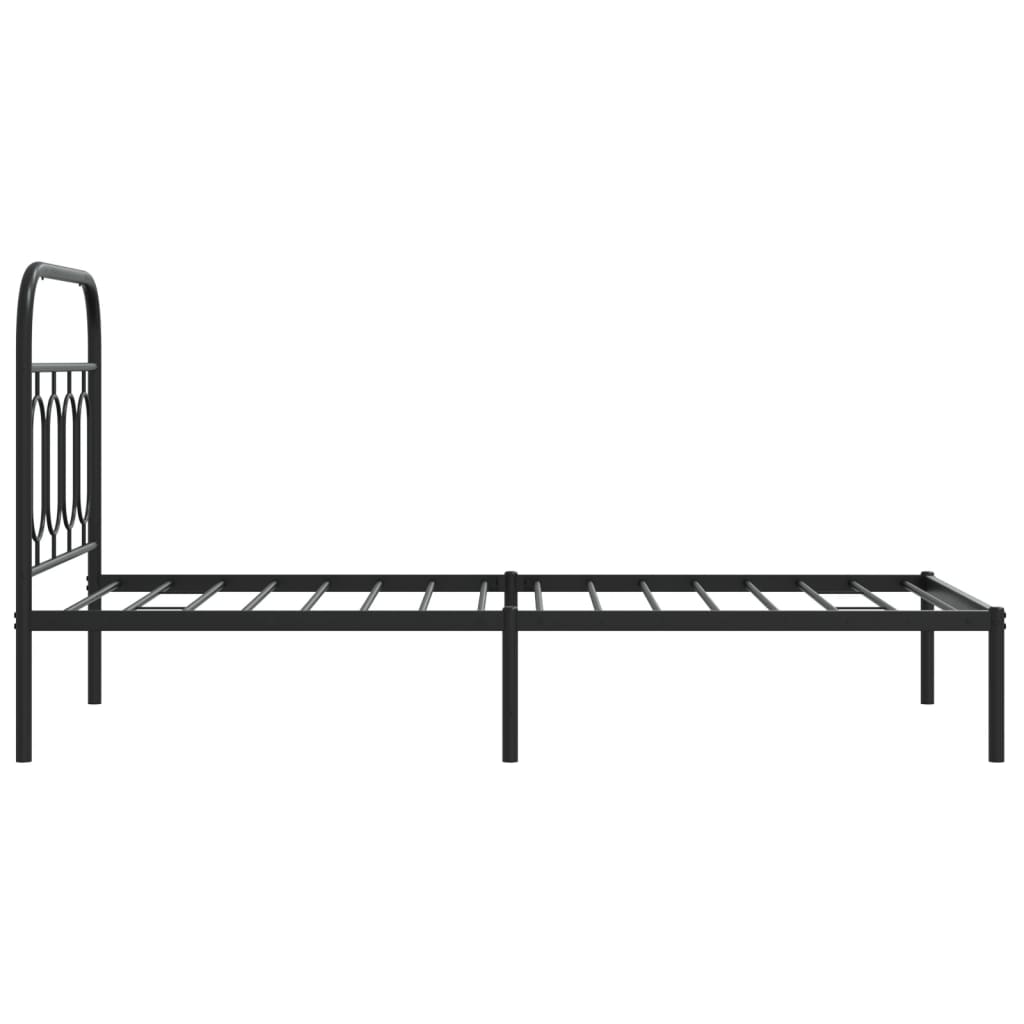 Metal Bed Frame without Mattress with Headboard Black 90x190cm