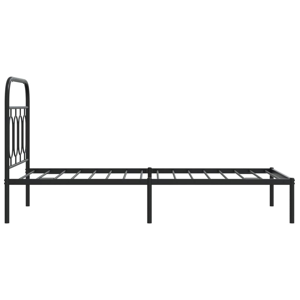 Metal Bed Frame without Mattress with Headboard Black 90x200cm