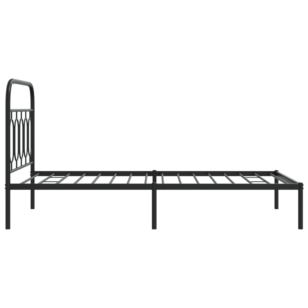 Metal Bed Frame without Mattress with Headboard Black 107x203cm