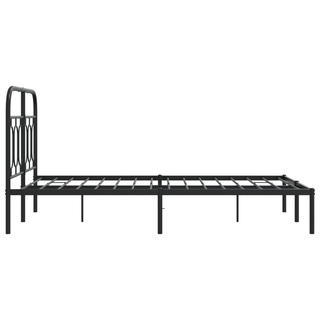 Metal Bed Frame without Mattress with Headboard Black 120x200cm