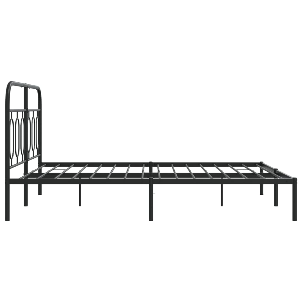 Metal Bed Frame without Mattress with Headboard Black 135x190cm