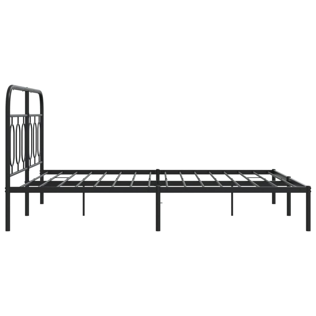 Metal Bed Frame without Mattress with Headboard Black 140x190cm