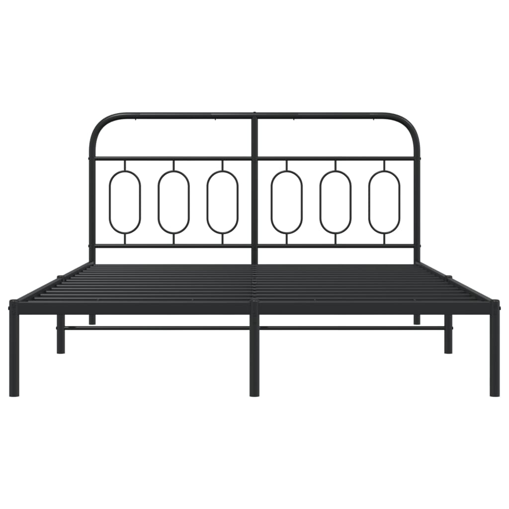 Metal Bed Frame without Mattress with Headboard Black 140x200cm